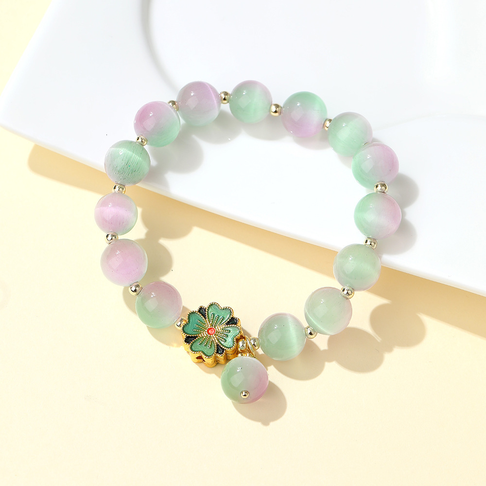 New Chinese cat eye stone bracelet, temple attraction jewelry souvenir, ethnic style peach blossom bracelet