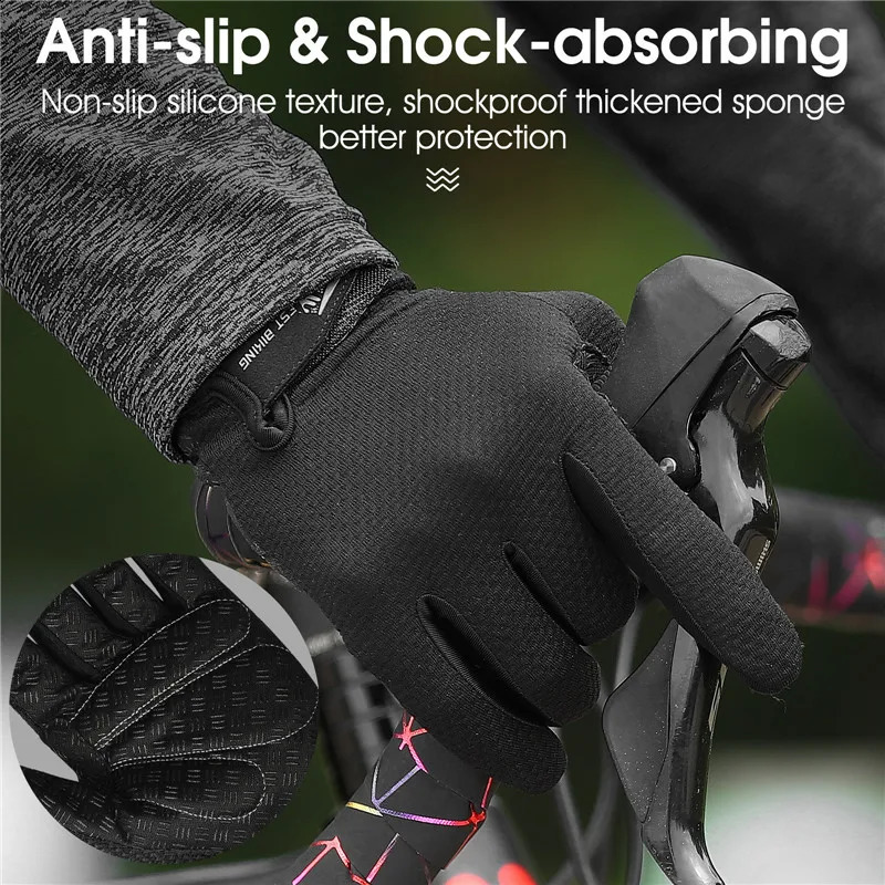 WEST BIKING Summer Cycling Gloves MTB Full Finger Bike Touch Screen NonSlip Silicone Palm Rest Driving Riding 250515
