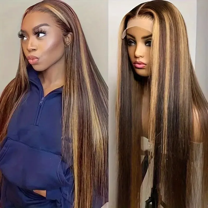 Lace Wigs 250 Density 34 Inches Bone Straight 13x4 Transparent Lace Front Simulation Human Hair Wigs Brazilian Glueless HD Transparent Straight Fronta