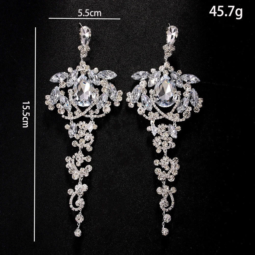 Stonefans Rhinestone Exaggerated Dangle Earrings for Women Wedding Gift 2024 Trendy Bridal Crystal Statement Earrings Banquet 250519