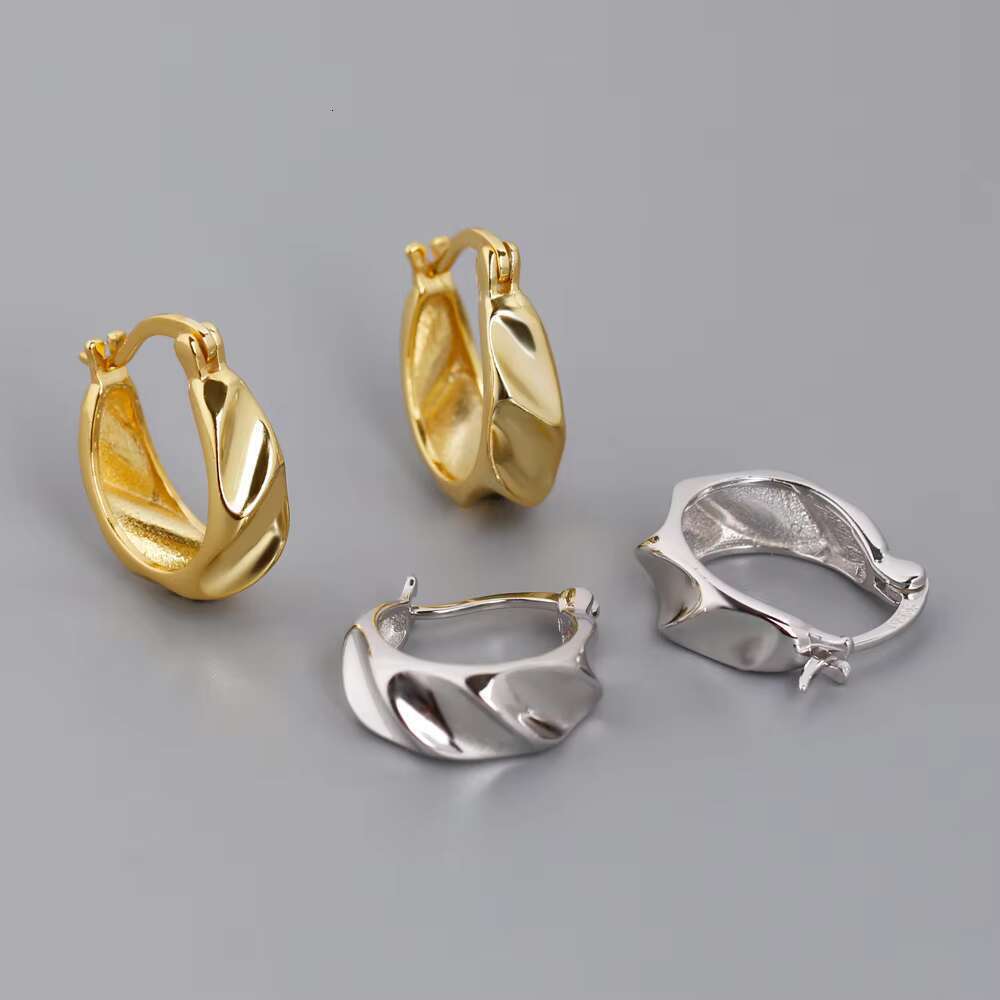 style jewelry and accessories, gold-plated pure sier geometric hoop earrings, women's thick earrings