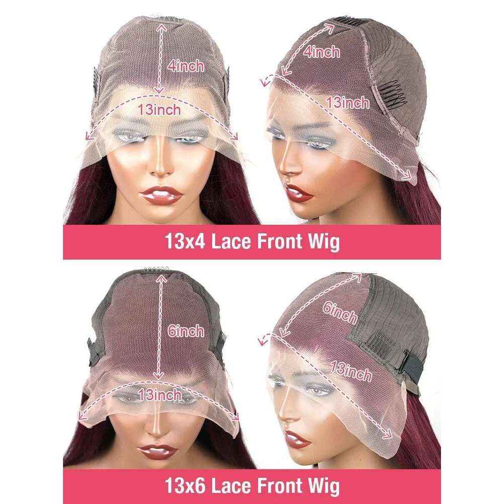 99J Bury 13x6 Body Wave Front HD Transparent Lace Frontal Wig Human Hair Pre Plucked 99j Red Color