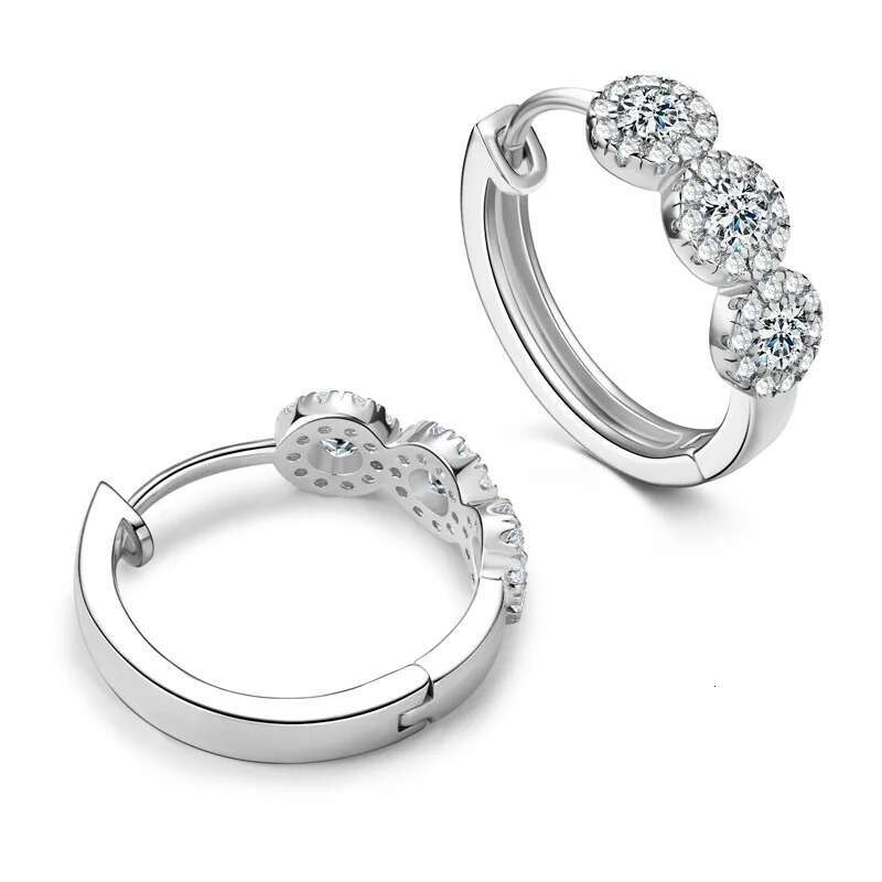 Moissanite Hoop Earrings for Women D Color Round Women Moissanite Hoop Earrings Luxury Yellow Womens Moissanite Hoop Earring