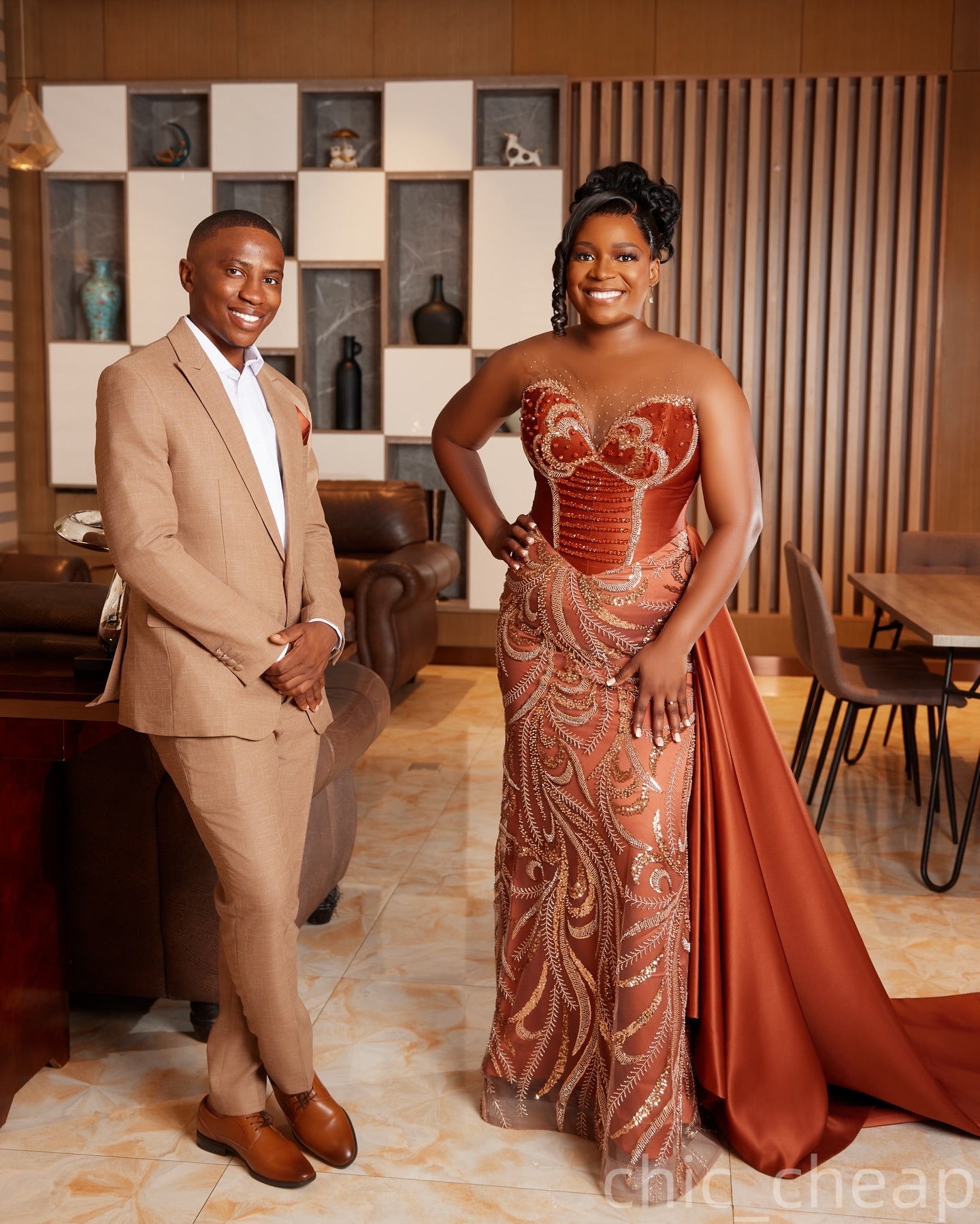 Mermaid Brown Plus Size Prom Dresses 2025 Crystals Sequined Satin Elegant Evening Formal Party Second Birthday Engagement Gowns Dress For Special Occa