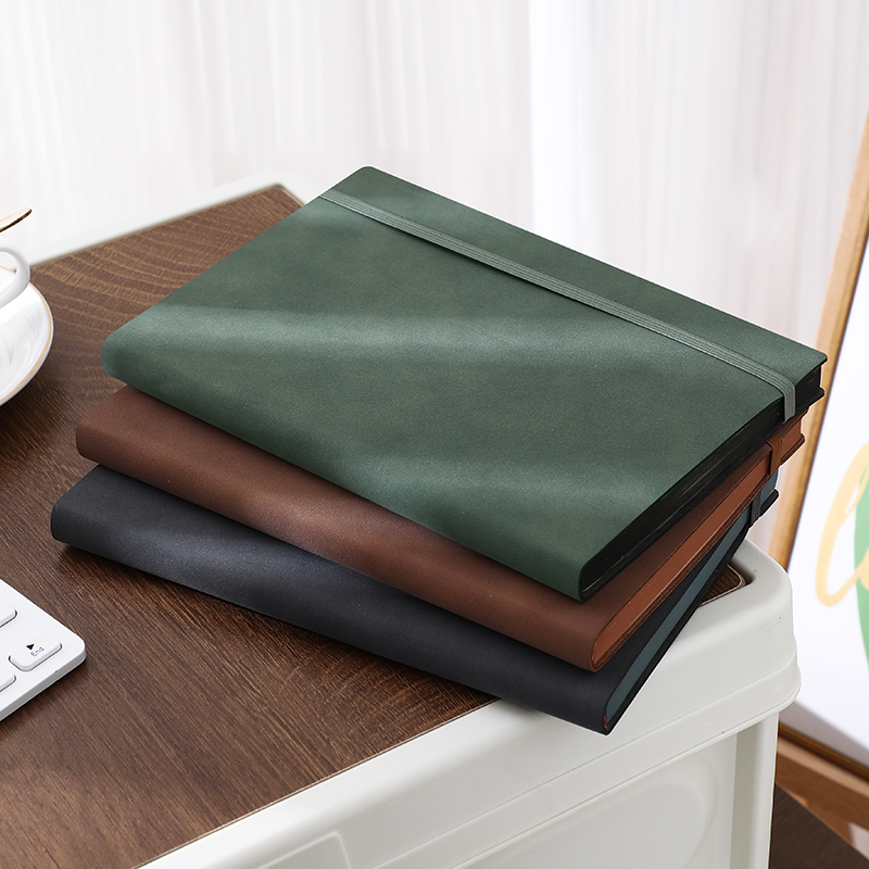 A5 Elastic Band Notebook Diary Notebook PU Leather Meeting Notebook Office Supply School Supplies