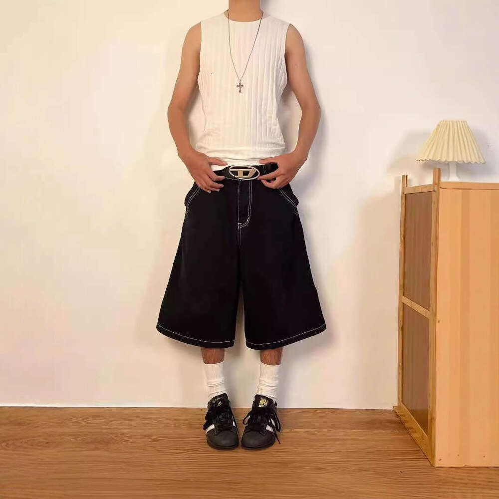 WEXWEAR High Street Skateboarding Pattern Embroidered Hiphop Cowboy Mid Pants