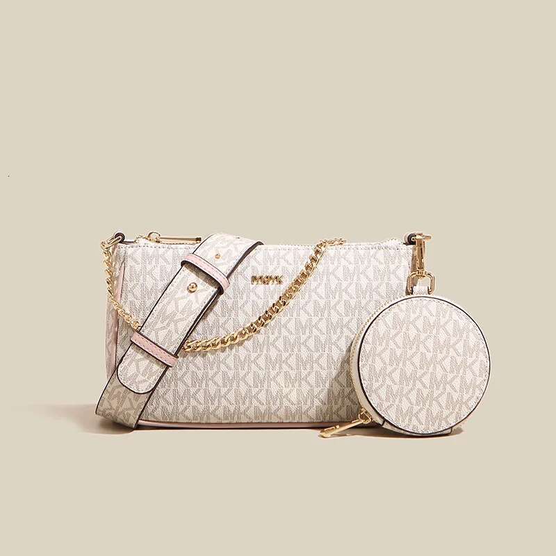 Fashion Old Flower Bag Girls Shoulder Crossbody Retro Two Women's Bags Printed Letters Chain Decoration PU Material