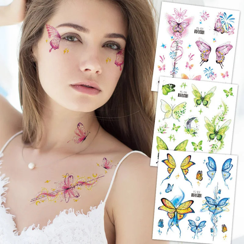 Same5Temporary Glitter Butterfly Face Sticker Eye Patch Womens Makeup Tattoo Stickers Safety and Environmental Protection 250515