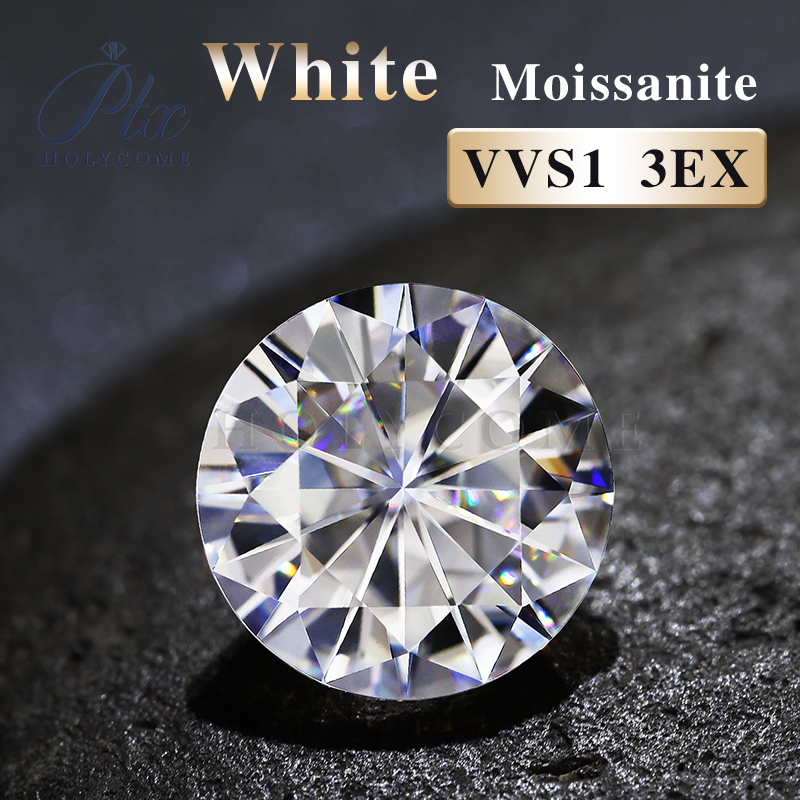 White Belgium Cut Moissanite Stone Round Diamond VVS1 Passed Tester Positive Loose Moissanite Gemstones Jewelry Making GRA