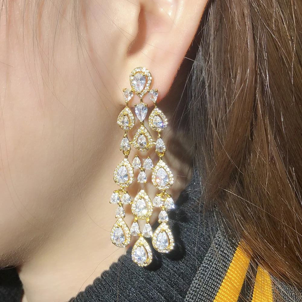 ThreeGraces Vintage Long Tassel Chandelier Drop Dangle Bridal Wedding Earrings for Ladies Sparkling CZ Crystal Jewelry ER531 250519