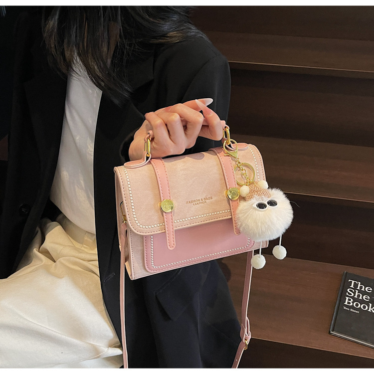 Free Delivery Designer Women's Fashionable Handbag New Fashion Brand French Minimalist Small Square Cross Shoulder Bag Spliced Letter Casual Cros