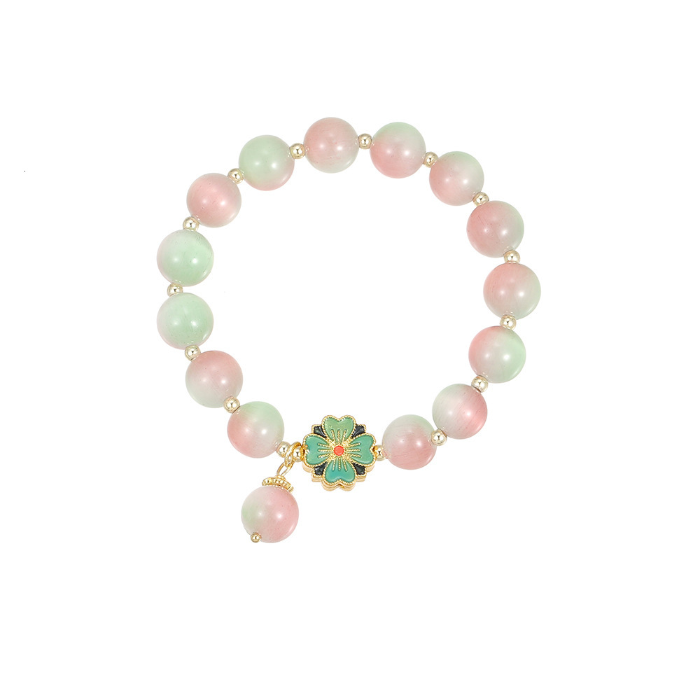 New Chinese cat eye stone bracelet, temple attraction jewelry souvenir, ethnic style peach blossom bracelet