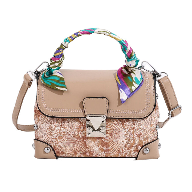Advanced Embroidered Box for Women's 2024 New Style Silk Scarf Handbag Single Shoulder Crossbody Bag