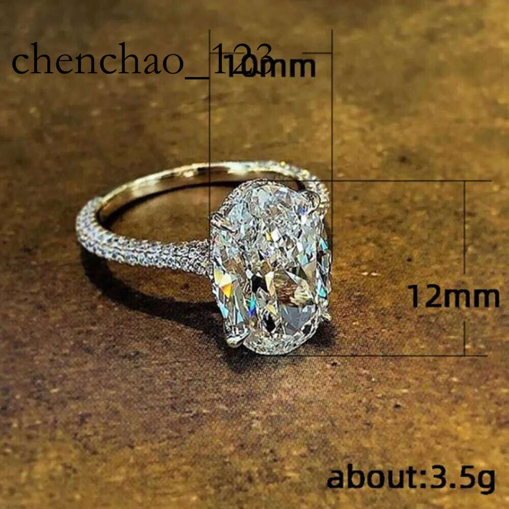 Vintage Oval cut 4ct Lab Dia Promise Ring 100% Real sterling Sier Engagement Wedding Band Rings For Women Jewelry