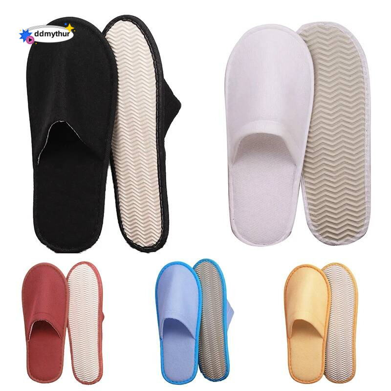 4 Pairs Closed Toe Plush High Quality Disposable Travel Slides Households Shoes Non-slip Hotel Slippers ddmythur