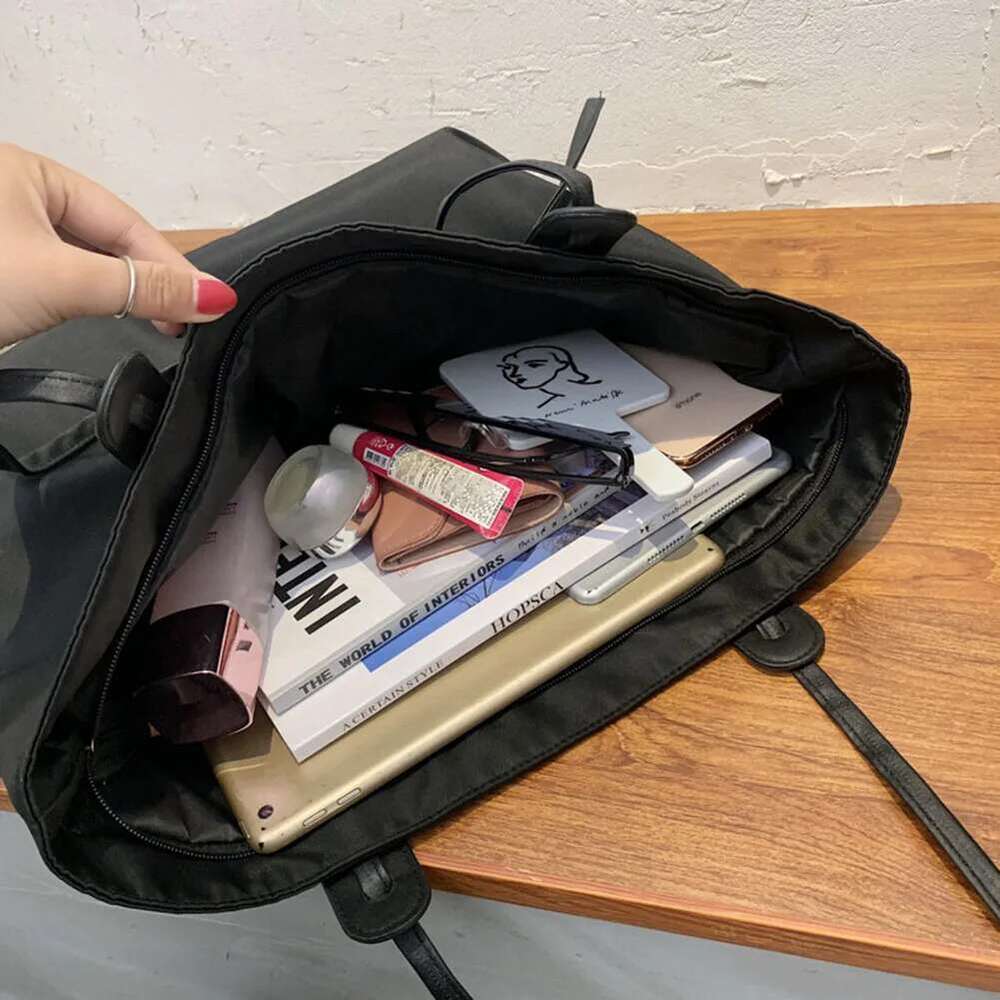 Shoulder Women Nylon With Zipper Underarm Solid Color Satchel Purse Oxford For Work Travel Shopping Shopper Bag