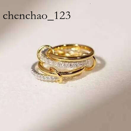 Tk New Product Interlocking Stacked Cube Four Rings Gold and Sier Double Splicing High Gloss Ring Gift