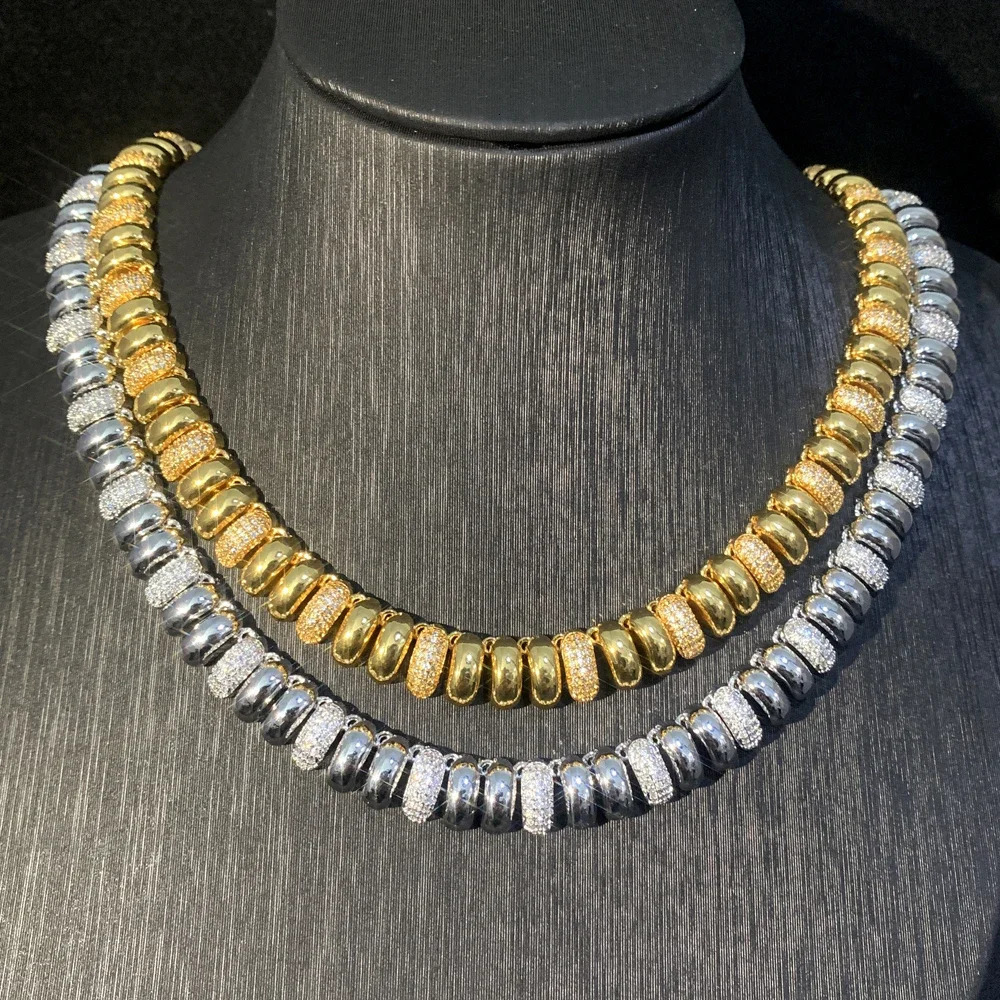 Fashion Snake Chain Bracelet Herringbone Gold Color Beaded Link Chain Pave Bling 5A CZ Iced Out Jewelry for Women 250520