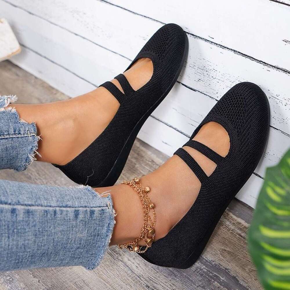 2024 NEW TOP plus size women's new knitted shoes flat bottom