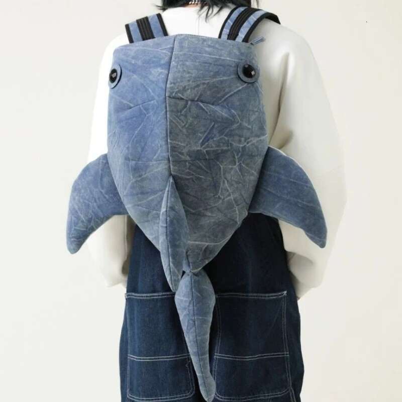Y2K Funny Whale Shark Shape Backpack Durable Large Capacity Travel Bag Women Men Cute Outdoor Cartoon Knapsack Student Schoolbag
