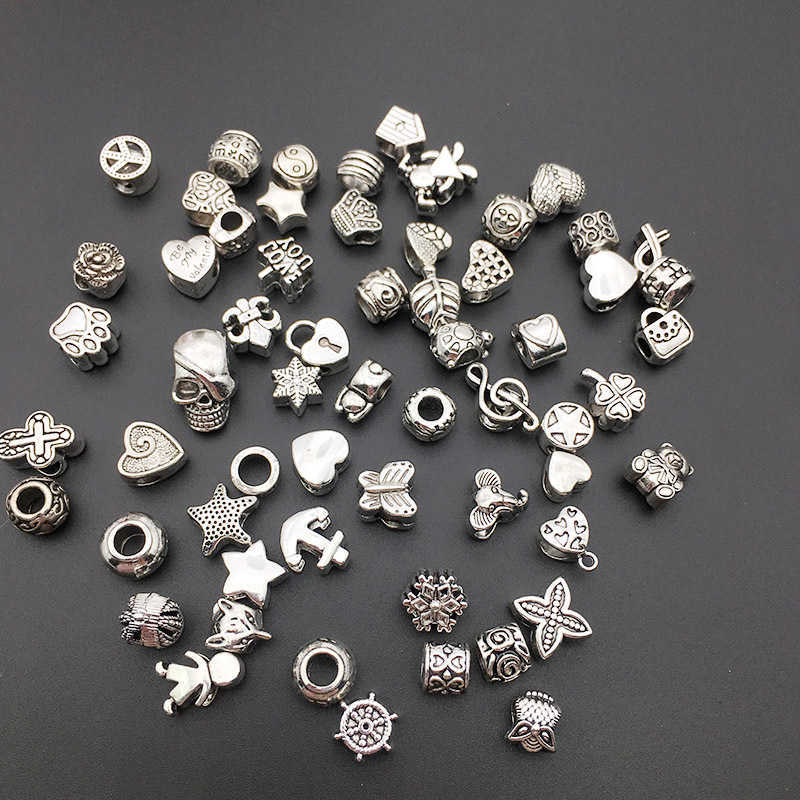 diy jewelry accessories, bracelets and necklaces made of 60 kinds of Tibetan silver alloy carved large-hole beads W241205