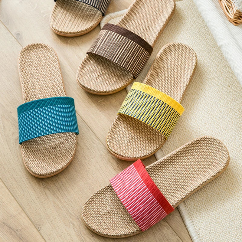 Home slippers for women anti slip flooring for summer indoor linen slippers for men home linen slippers cool slippers 250519