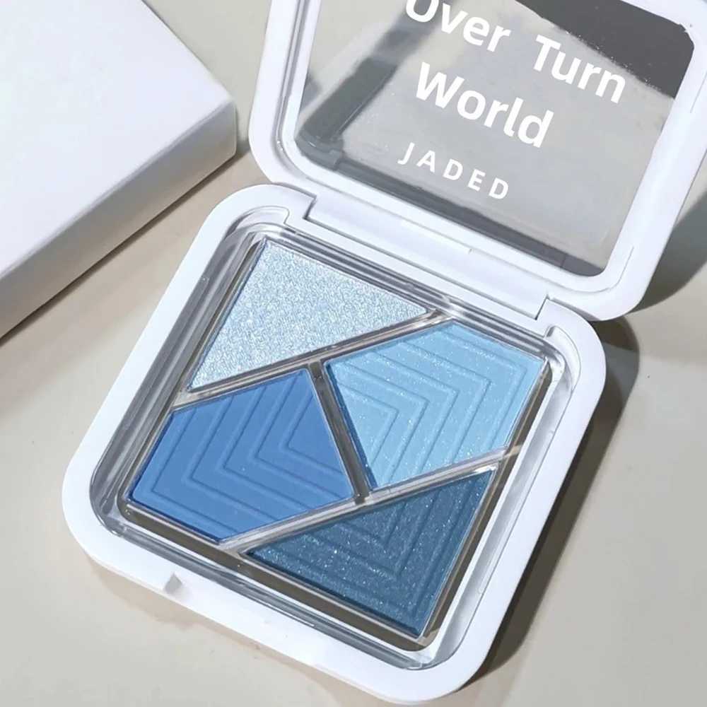 Waterproof Blue Smoky Eyeshadow Palette Four-Color Eyeshadow Palette Including Smudged Matte Metallic Gloss and Pearlescent Texture Easy to Carry W250