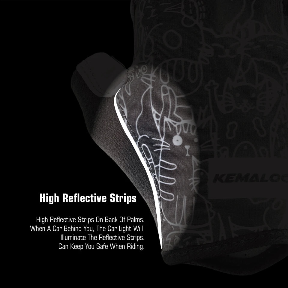 KEMALOCE Cycling Gloves Men Women Road Racing Half Finger Summer Mittens NonSlip Reflective Outdoor Sport Adult MTB Bike Glove 250515