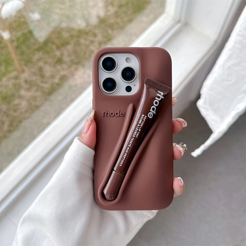 rhodeo phone case Lip Balm rhode iPhone Case Lip Gloss Long-lasting Moisturizing Liquid Lipstick Toast Espresso Raspberry jelly Transparent Lip Glaze