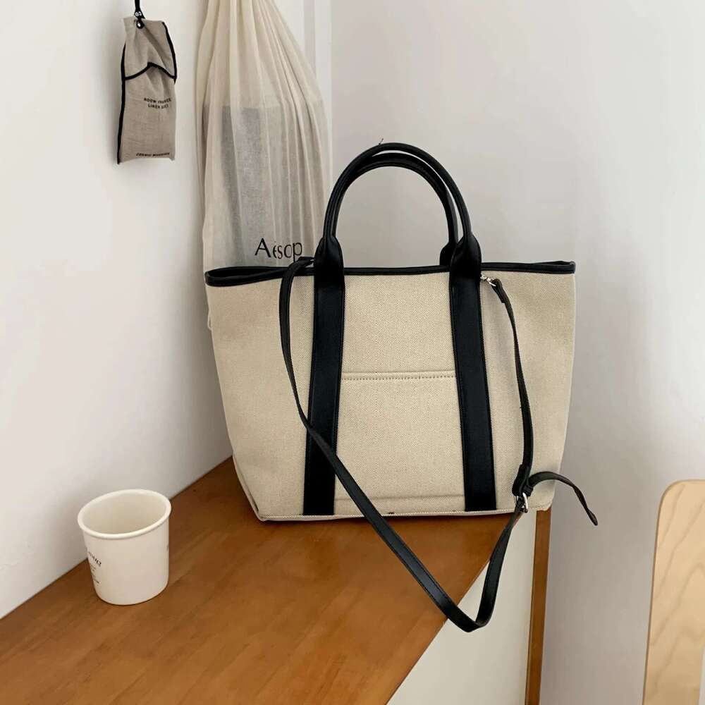Kpop Canvas Women Handbag Large Capacity Brand Design Patchwork Female Shoulder Ladies Big Totes Casual Travel Shopping Bag