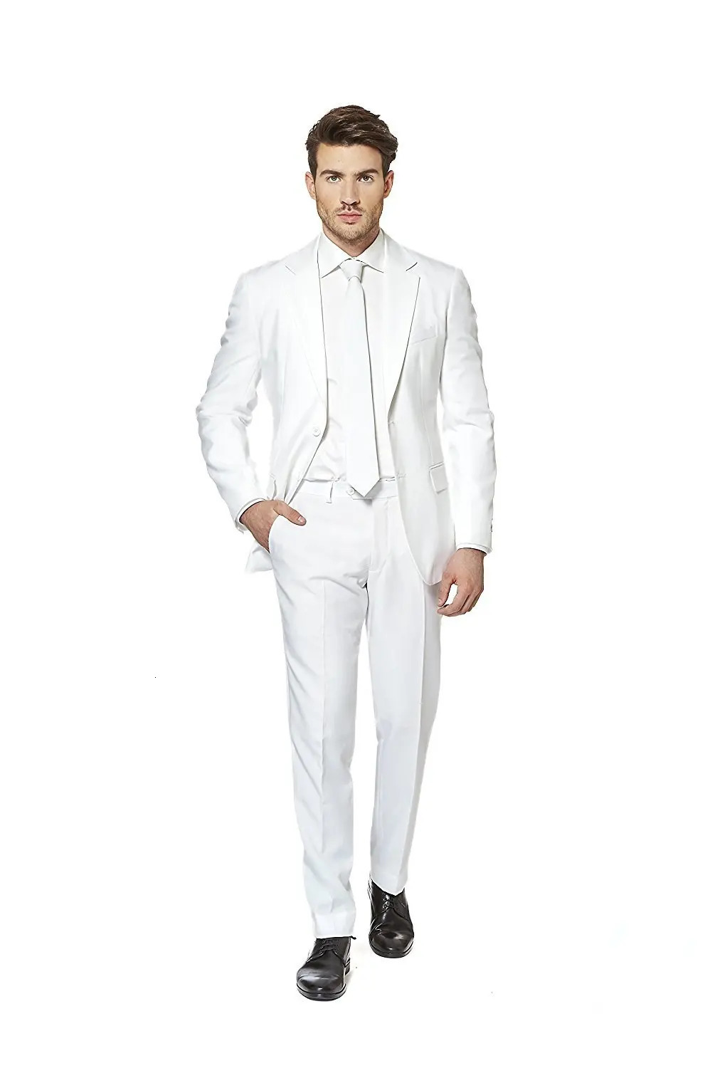 White Slim Fit Mens 2Piece Suit Notch Lapel Two Buttons Business Wedding Prom Groom Tuxedos Jacket Pants Set 250514