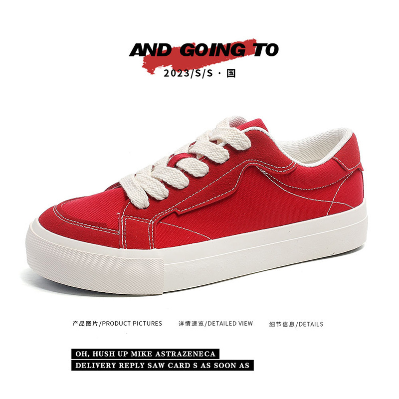 Designer casual shoes Hong Kong style 2023 new autumn canvas shoes men's red casual shoes Korean version student low cut couple trendy skateboard