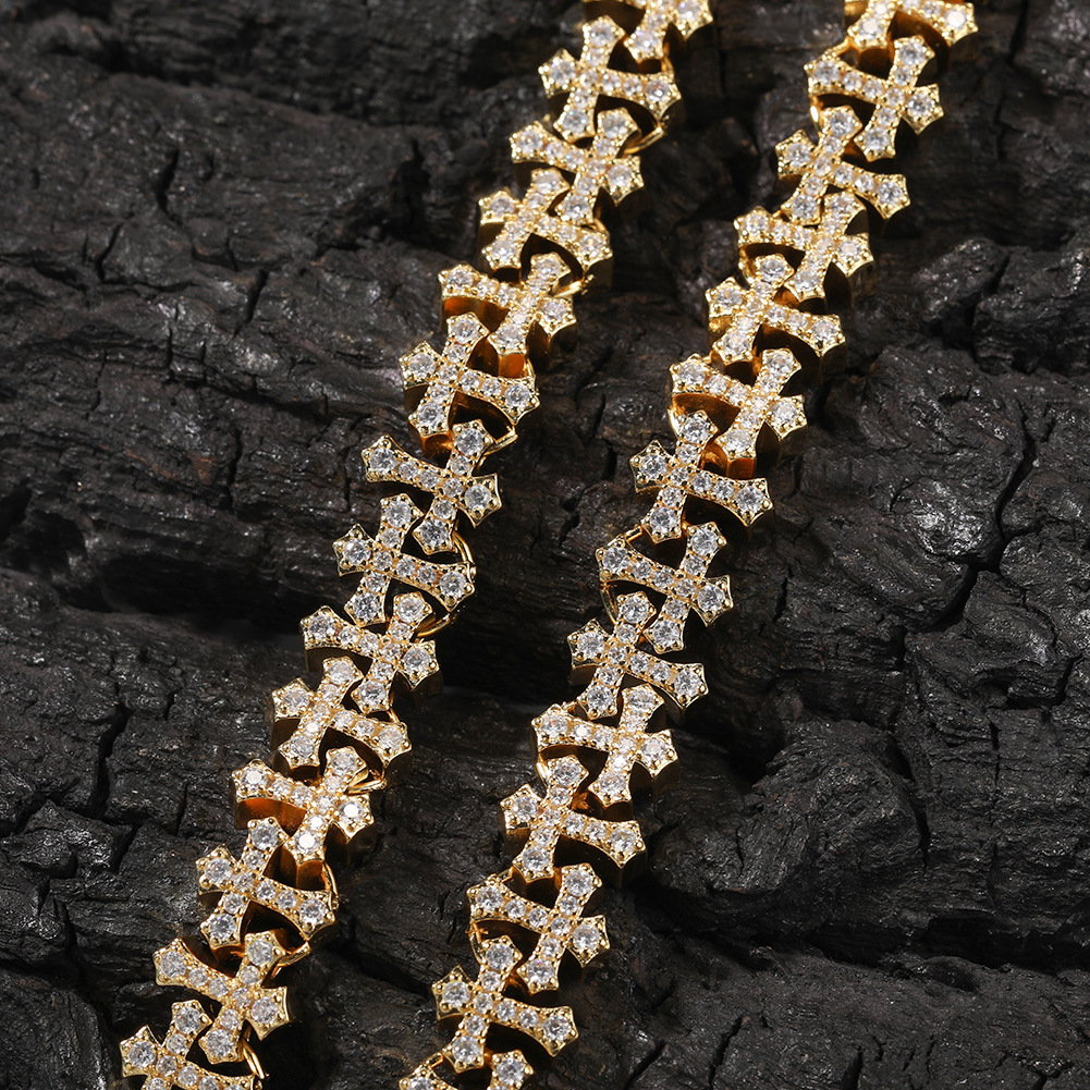 11.5mm High Quality Hip Hop Cross Tennis Chain Necklace Bracelets 5A Zircons Religion Jewelry