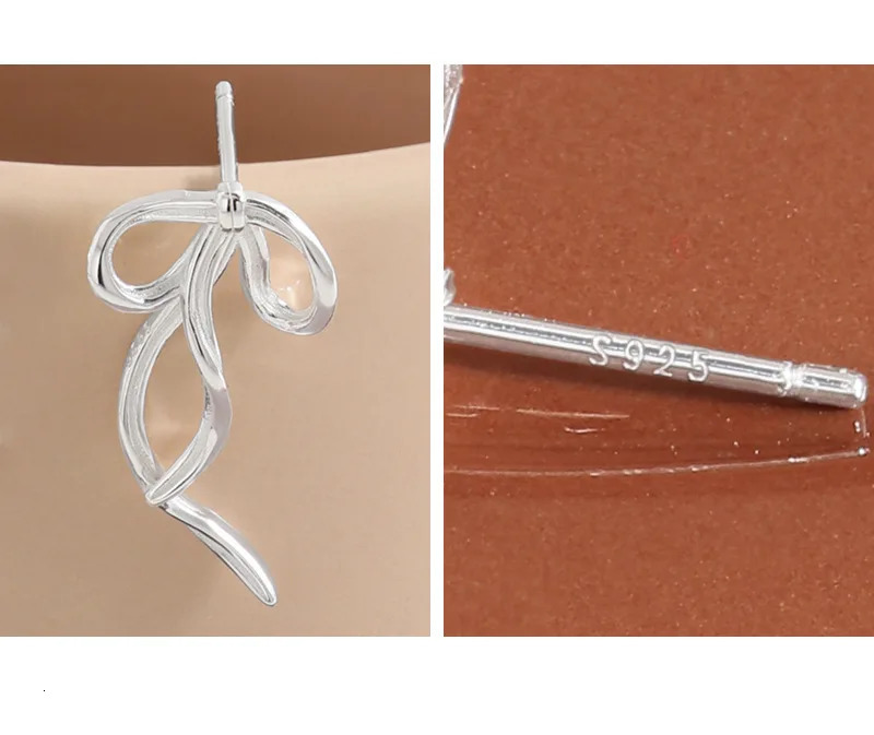F.I.N.S Korean Versatile Ribbon Bow Original S925 Sterling Silver Stud Earrings Bowknot Pierced Ear Fine Jewelry Prevent Allergy 250517