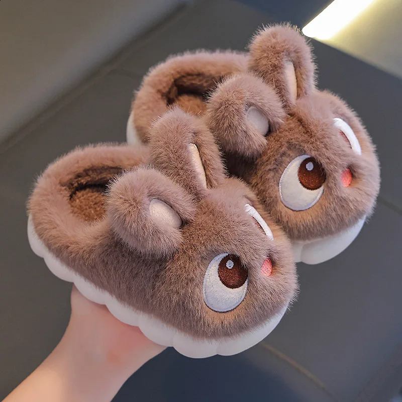 Cute Rabbit Childrens Cartoon Winter Slippers Comfortable Warm House Shoes Boys Girls Indoor Home Fluffy Slippers 250519