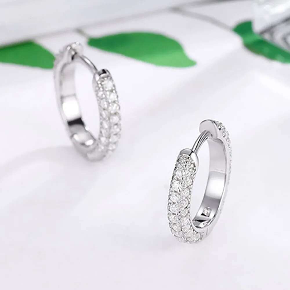 COSFIX D Color 1.0mm Full Moissanite Stud Earring S925 Silver Plate Pt950 Band Simple Versatile Fine Jewelry for Wholesale