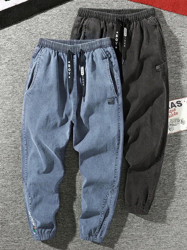 Big Size Mens Jogger Jeans 6XL 7XL 8XL Streetwear Black Blue Casual Denim Cargo Pants Stretch Cotton Taper Jeans Baggy Trousers 250519