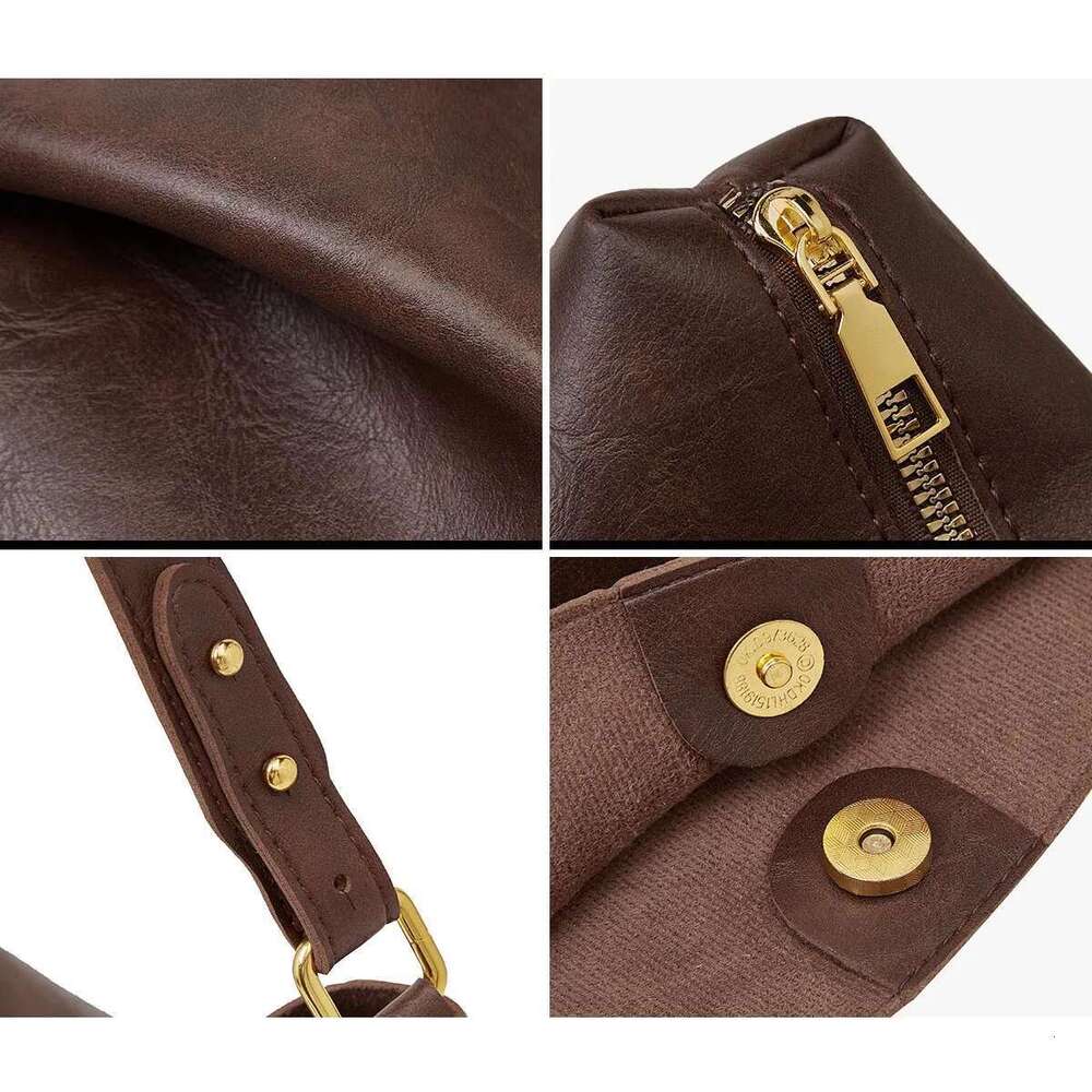 Women's Bags Designer FOXER Women PU Classic Bucket Shoulder Handbag With Two Strap, Lady Large Capacity Bag Set Simple Purse
