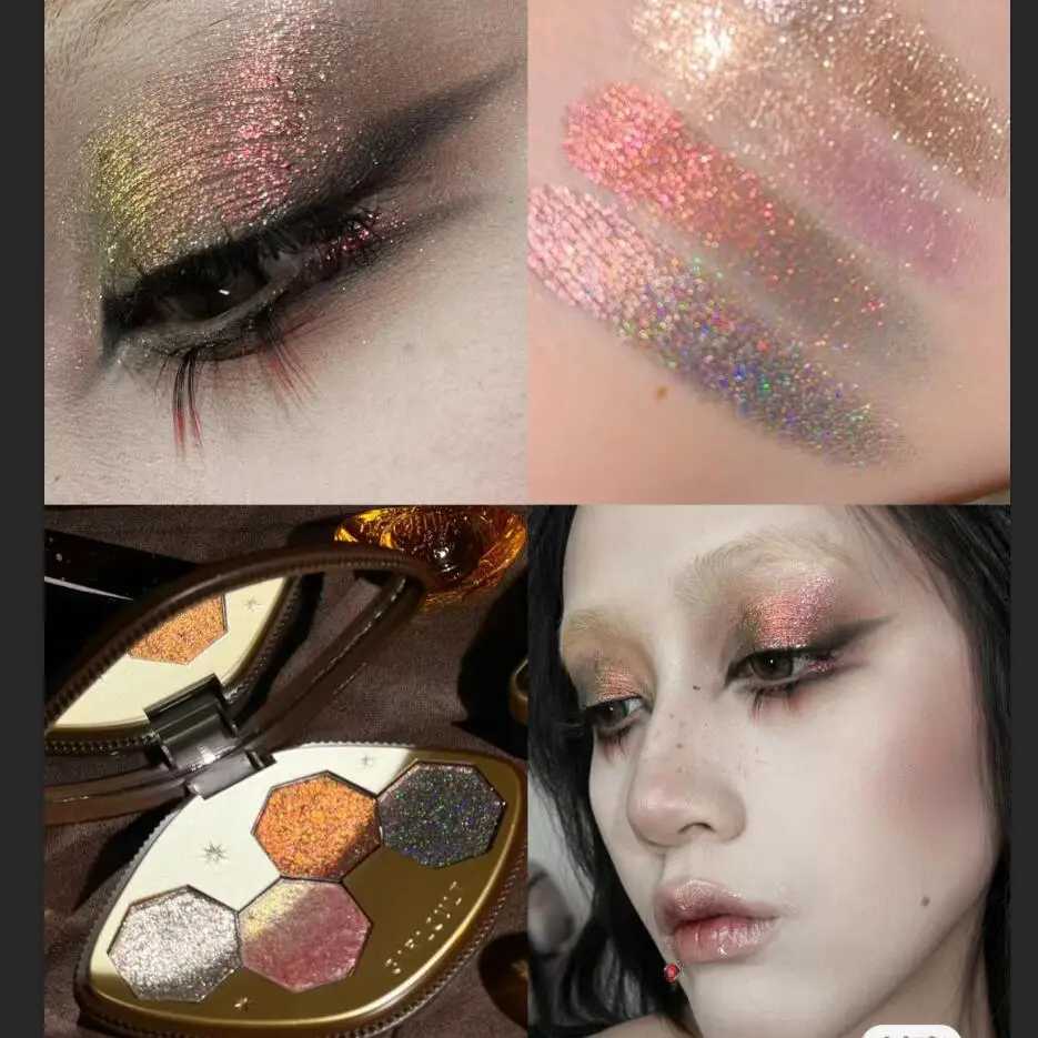 Girlcult 4 Color Glitter Eyeshadow Palette Chameleon Matte Champagne Shimmer Waterproof Palette Eyeshadow Korean Vegan Makeup W250520