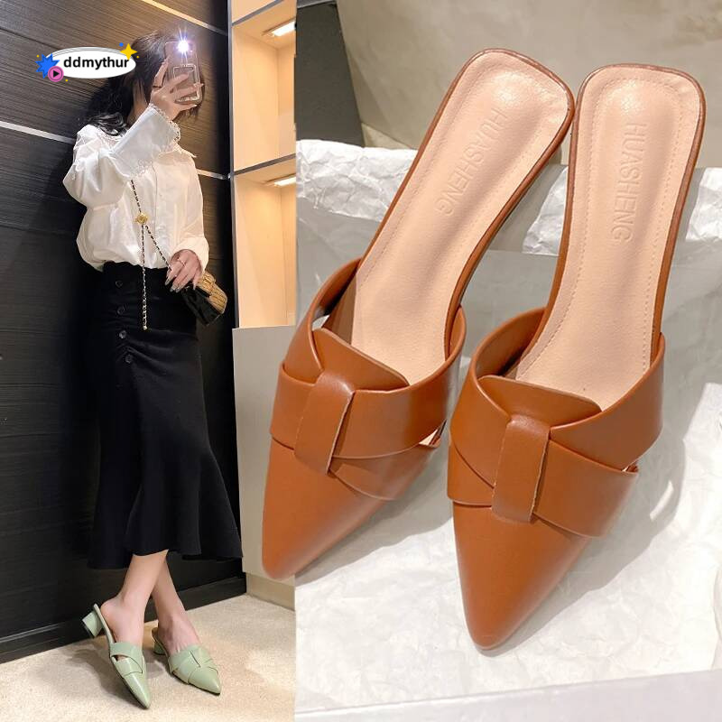 Summer Riband Decoration Slippers Fashion Quality Round Heel Shoes Casual Sweet High Heels Plus Size 42 Women Sandals ddmythur