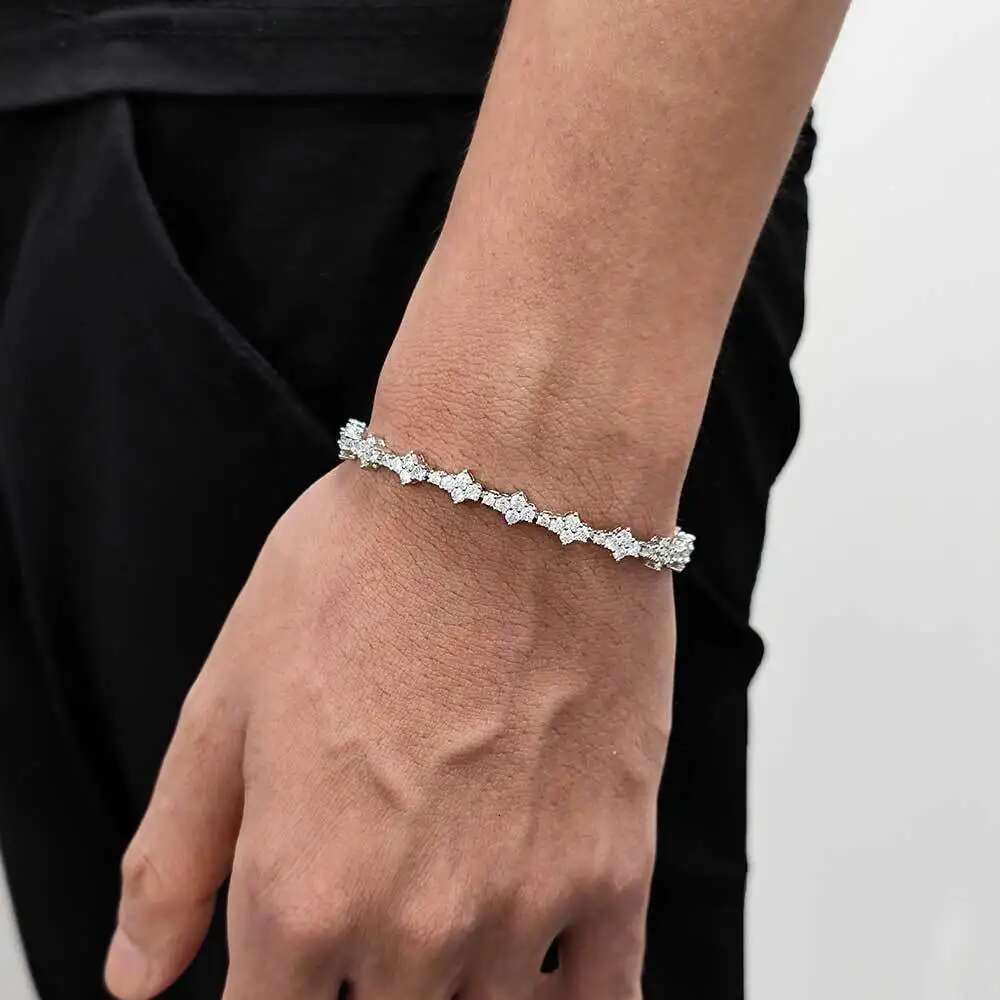 3mm Moissanite Tennis Bracelet Original S925 Sterling Silver Plated 18k White Gold Hiphop Party Jewelry Bracelets for Women Man