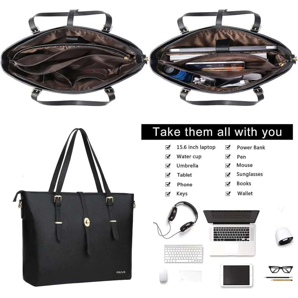 Laptop Tote Bag for Book Pro 16 2024-2019 M2 A2780 M1 A2485 Pro/Max A2141 15 15.6 inch Notebook PU Leather Briefcase