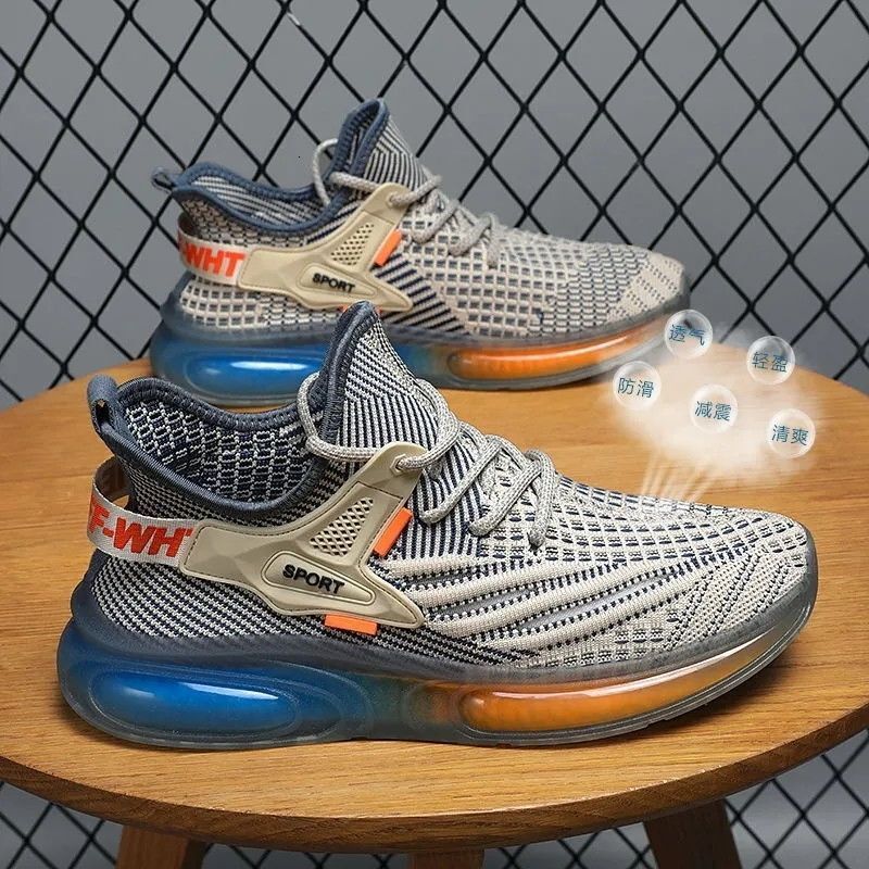 Designer casual shoes Cross border popular men's fly woven mesh breathable sports casual men's shoes jelly trendy single shoes anti slip and
