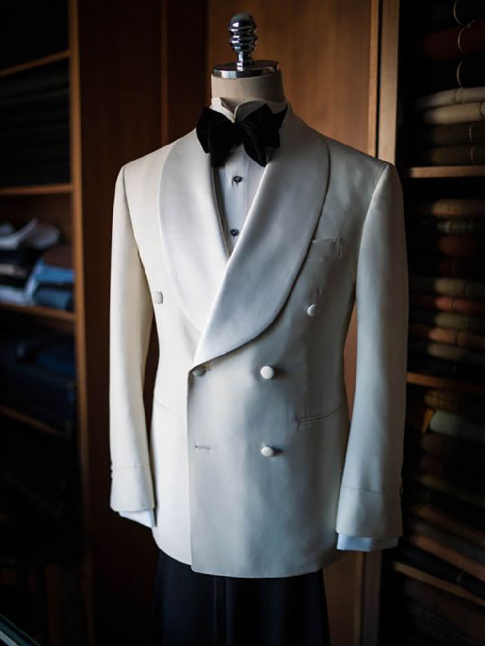 Simple Elegant Wedding Tuxedos 2 Piece Set Jacket Pants Double Breasted Men Suit Handsome Groom Wear Party Suits Customized