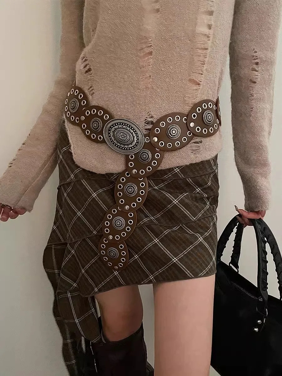 N High-End Vintage Belt Western-Style Jeans With Skirt Jeans Belt Women Wide Version Of The Belt 250519