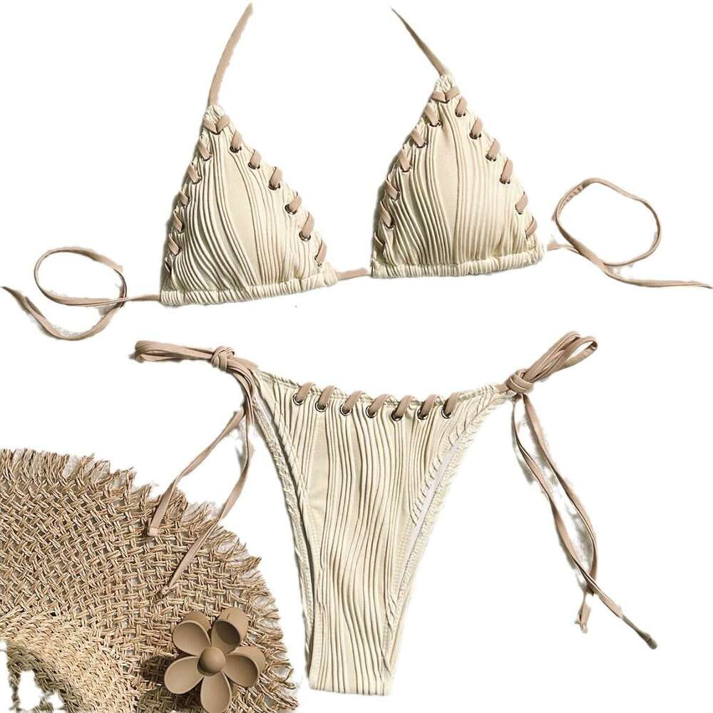 European and American summer sexy solid color bikini women's beach vacation ins swimsuit 2025 new casual fashion trend clothing
