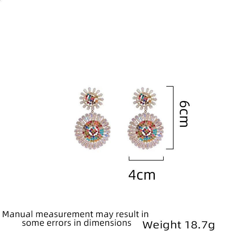 Chrysanthemum Flower Zircon Earrings Square Sugar Copper Plated Embossed Artificial Shell Beads Flower Earrings 250519