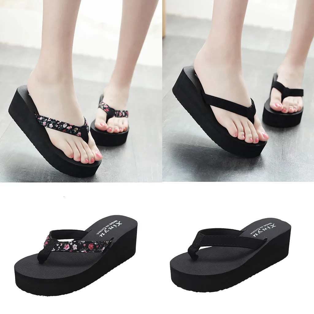WomenS Fashionable And Casual Non-Slip Wedge Beach Shoes And Slippers Shoes Ladies Thick Soled Trendy Flip Flops 250519