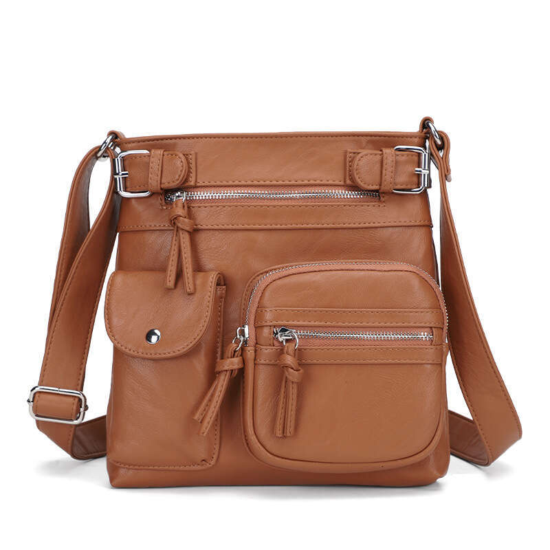 Bags, ladies' crossbody multifunctional small square European American fashionable niche PU shoulder bag, 2025 new style, unique and elegant temp