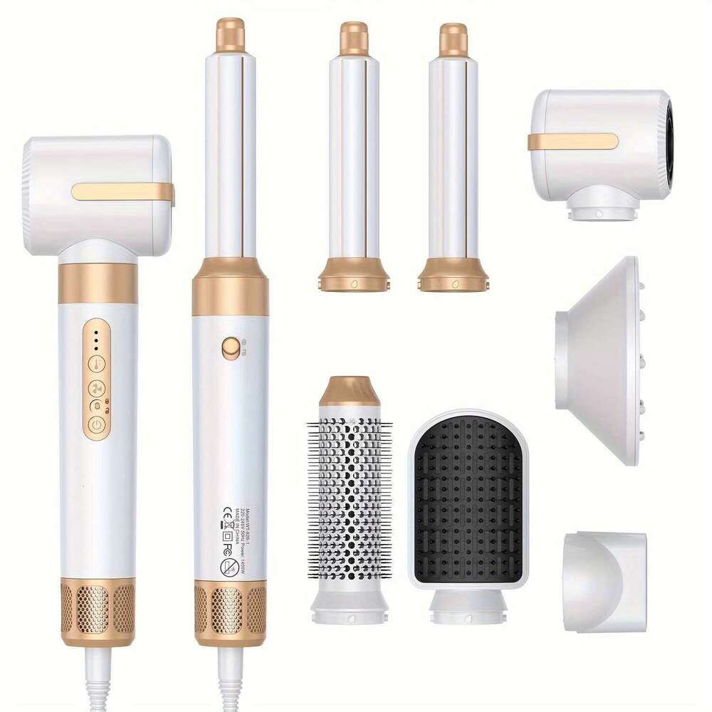 7 In 1 Brush Brushless High Speed with Diffuser Ionic Blow Dryer Hot Air Styling Comb Auto Hair Curler